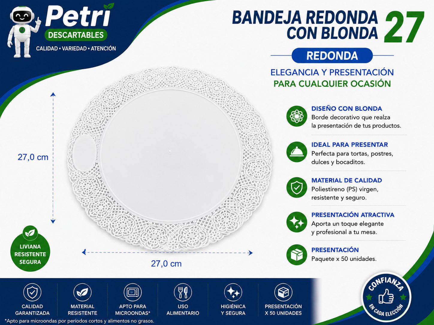 BANDEJA REDONDA CON BLONDA 27