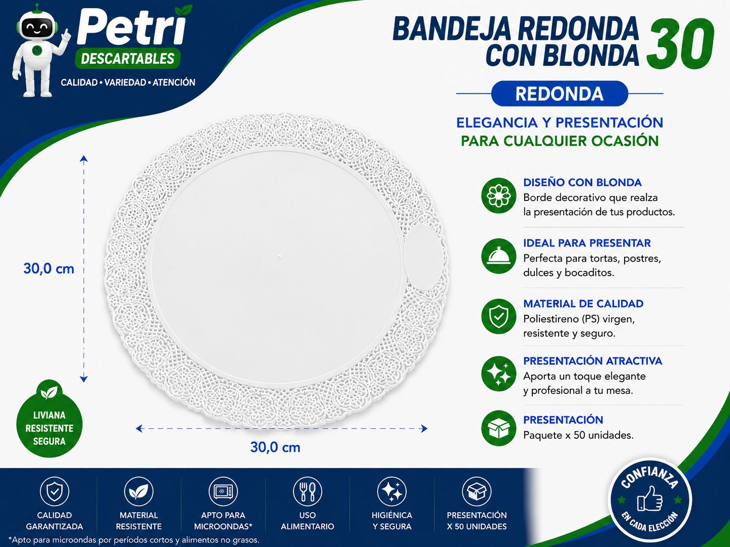BANDEJA REDONDA CON BLONDA 30