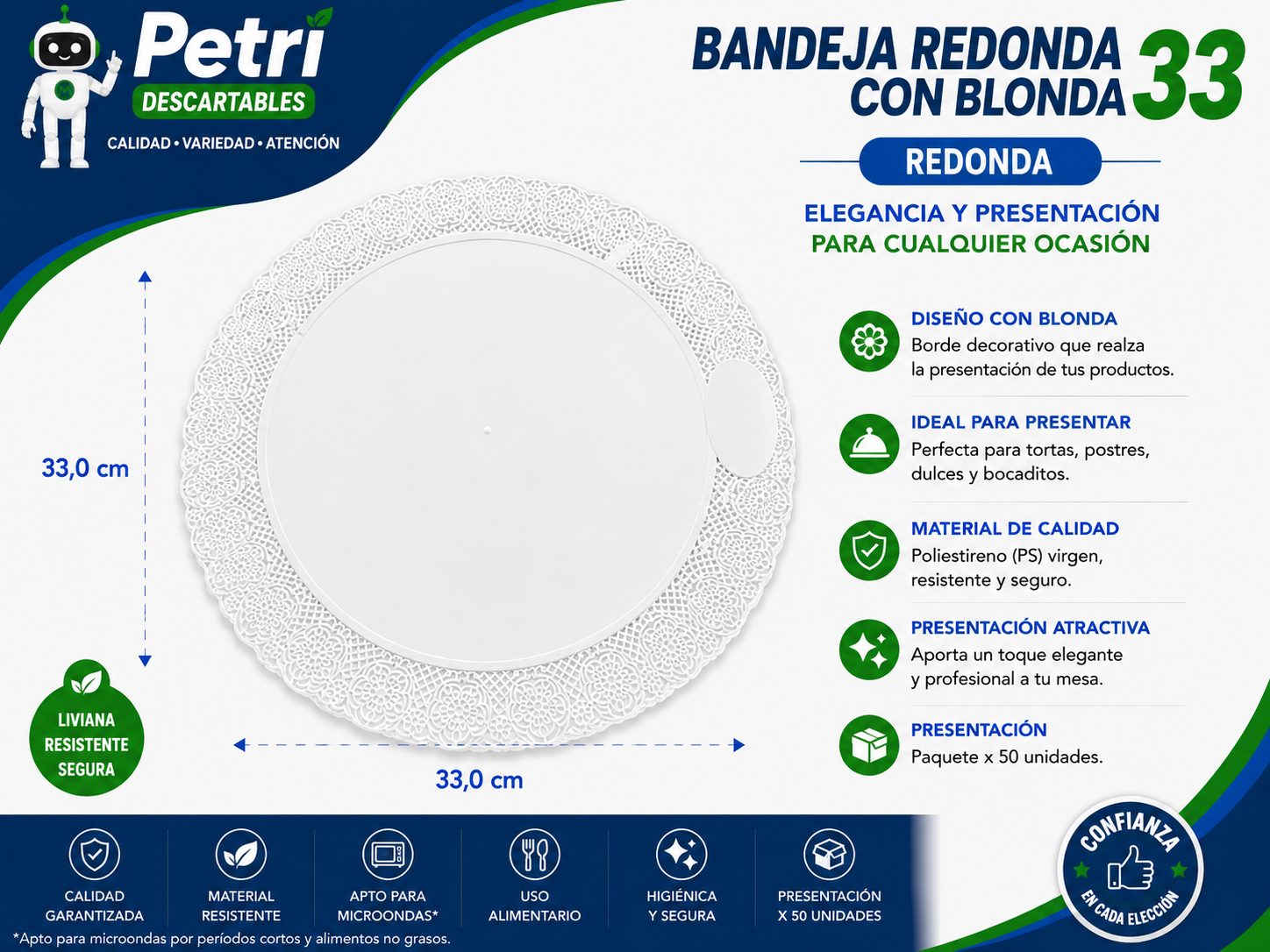 BANDEJA REDONDA CON BLONDA 33