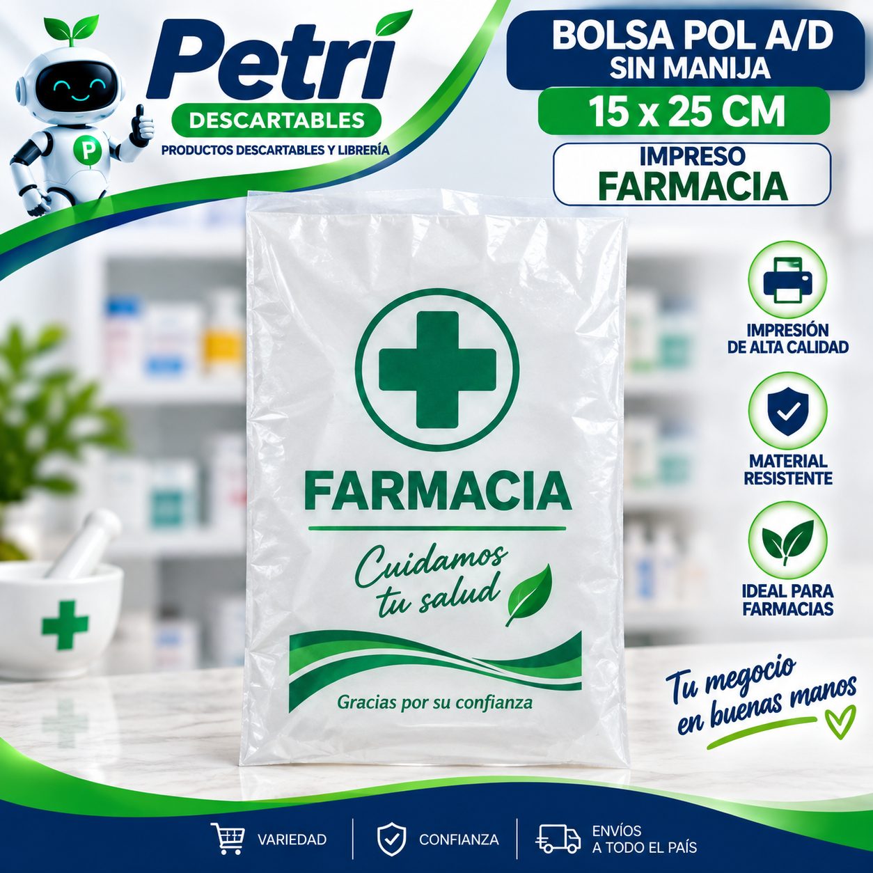 BOL POL A/D 15X25 IMPRESO FARMACIA