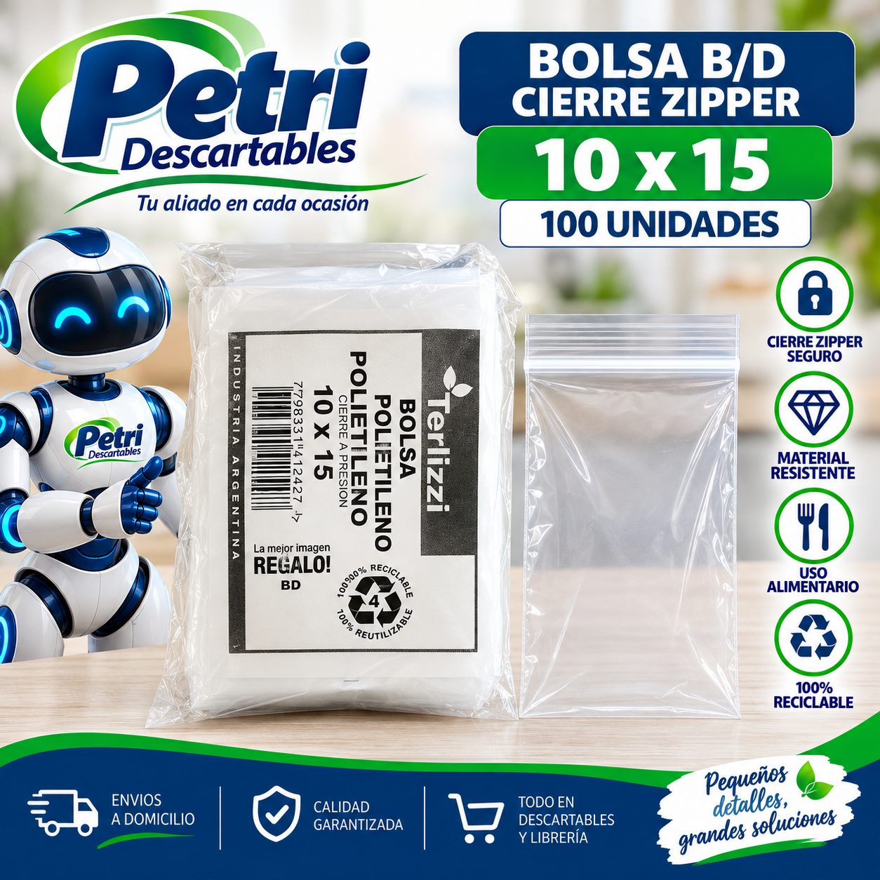 BOLSA B/D CIERRE ZIPPER 10X15 C.M.
