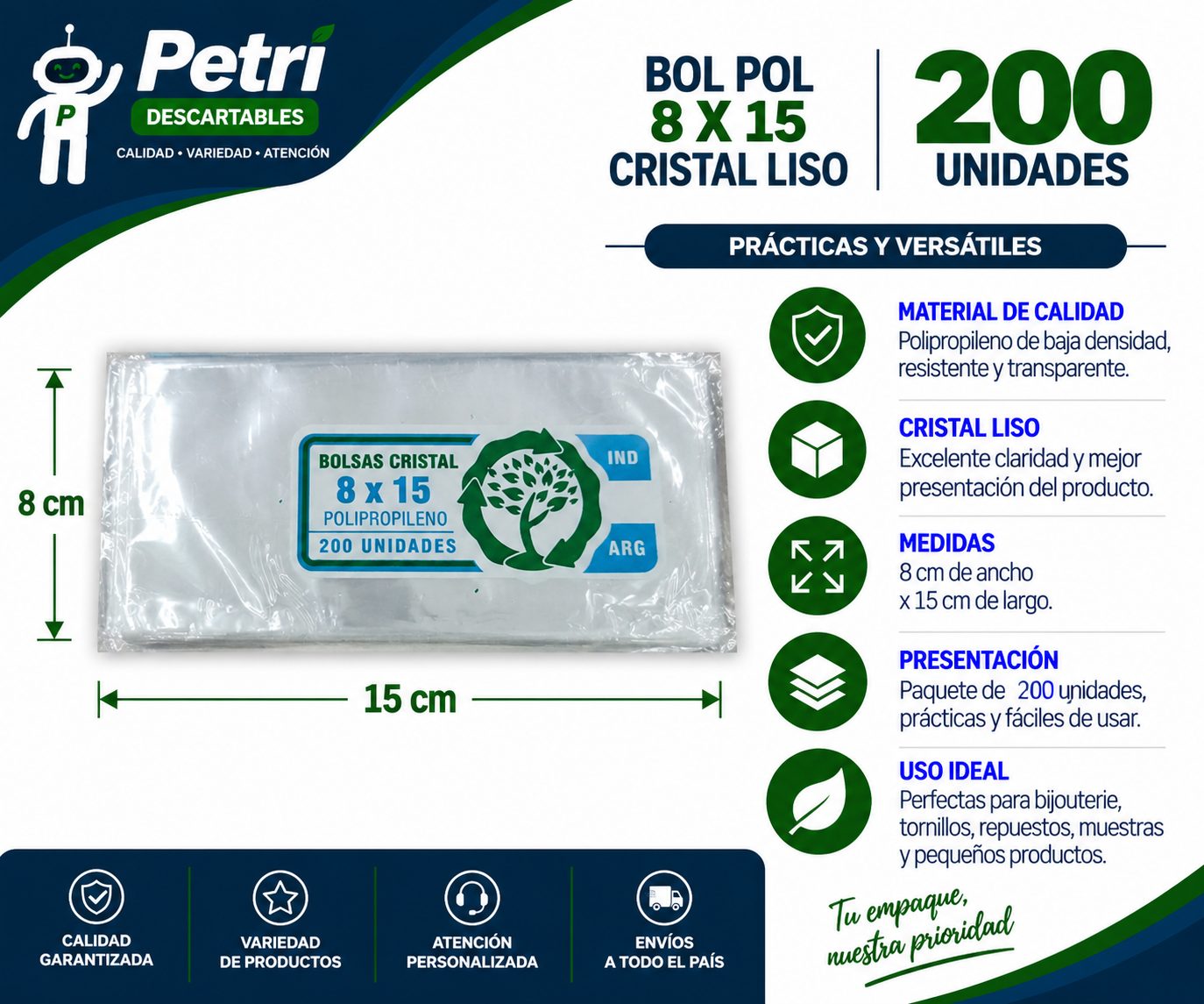BOL POLIP 08X15X30 CRISTAL LISO