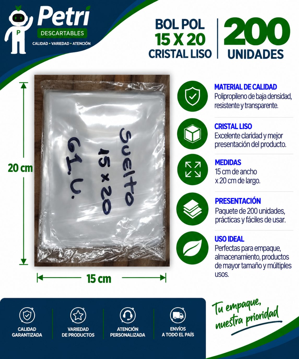 BOL POLIP 15X20X30 CRISTAL LISO