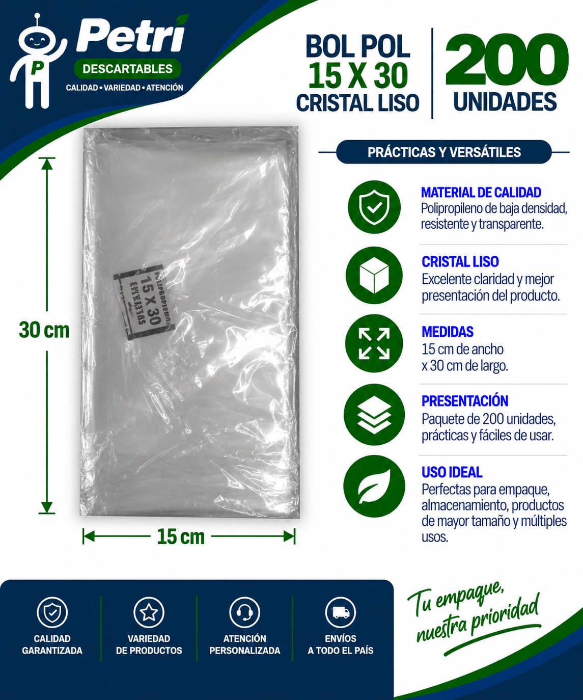 BOL POLIP 15X30X30 CRISTAL LISO