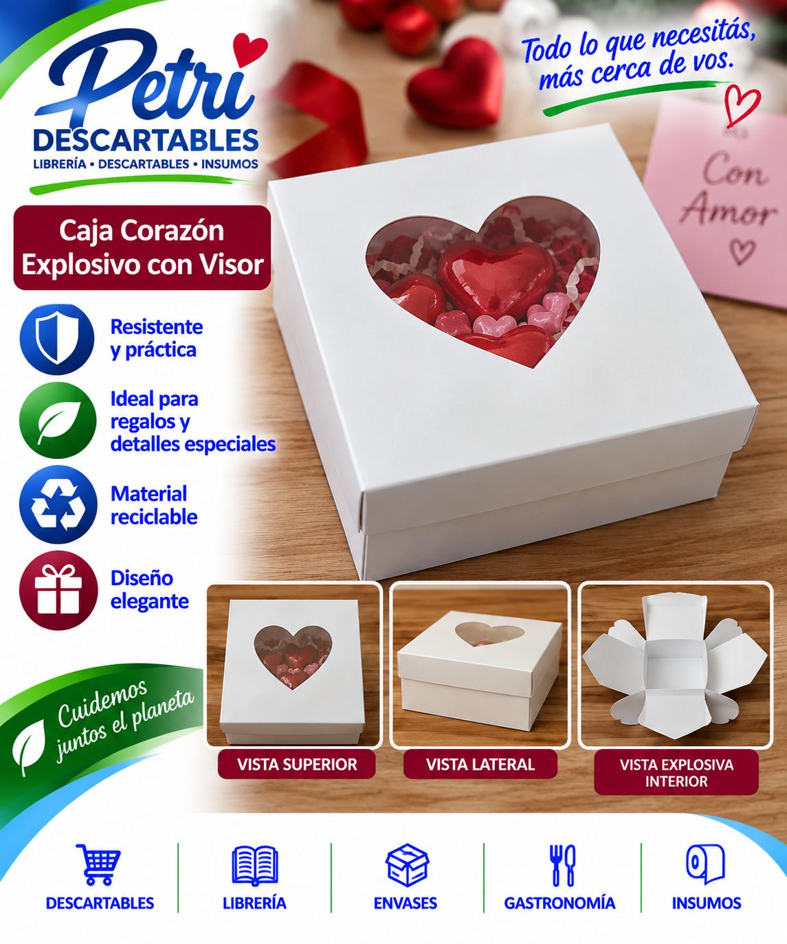 CAJA CORAZON EXPLOSIVO C/VISOR 22X22X12