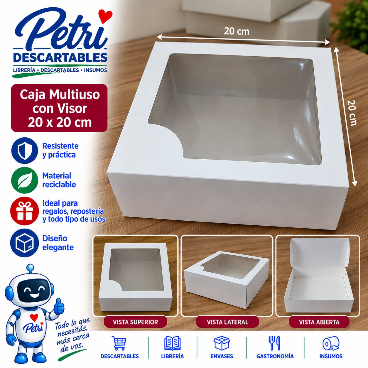 CAJA MULTIUSO BLANCA CON VISOR (20X20X10)