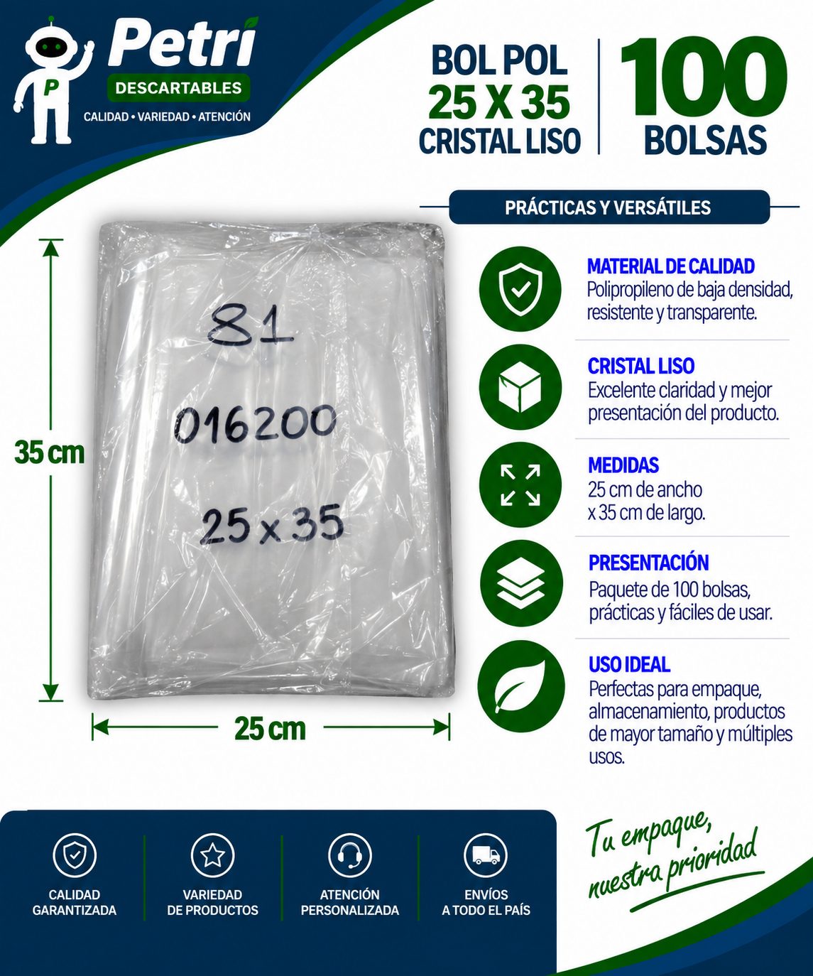 BOL POLIP 25X35X30 CRISTAL LISO
