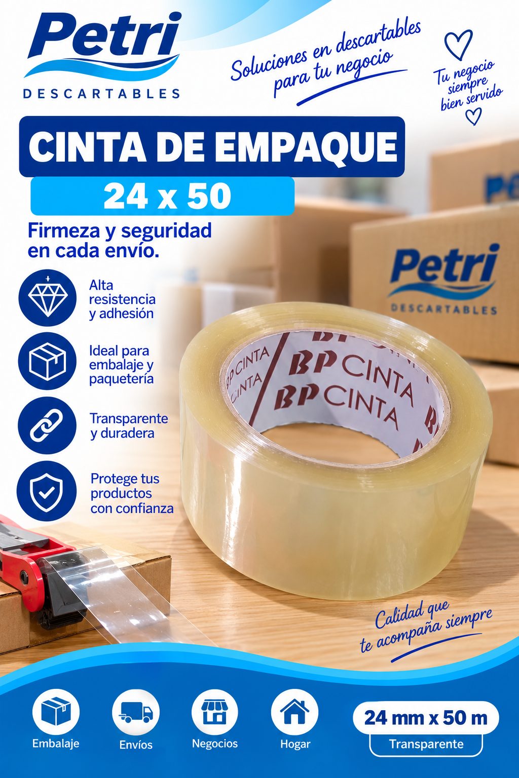 CINTA DE EMPAQUE 24X50 CRISTAL