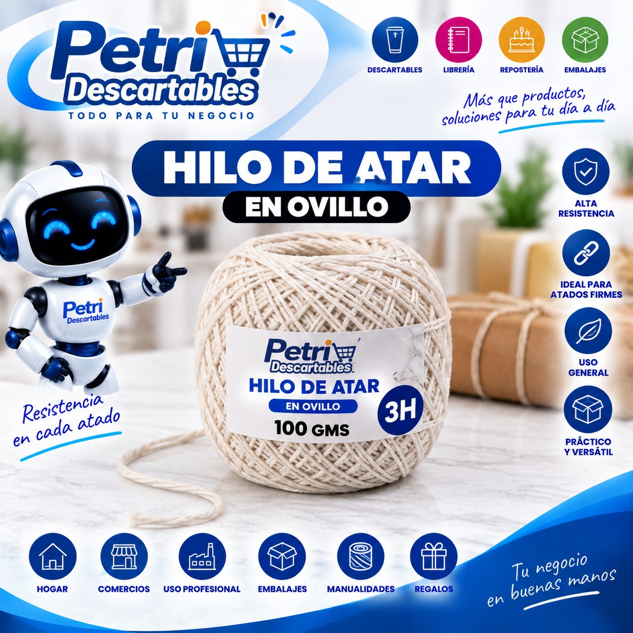 HILO DE ATAR EN OVILLO 100 GMS 3H