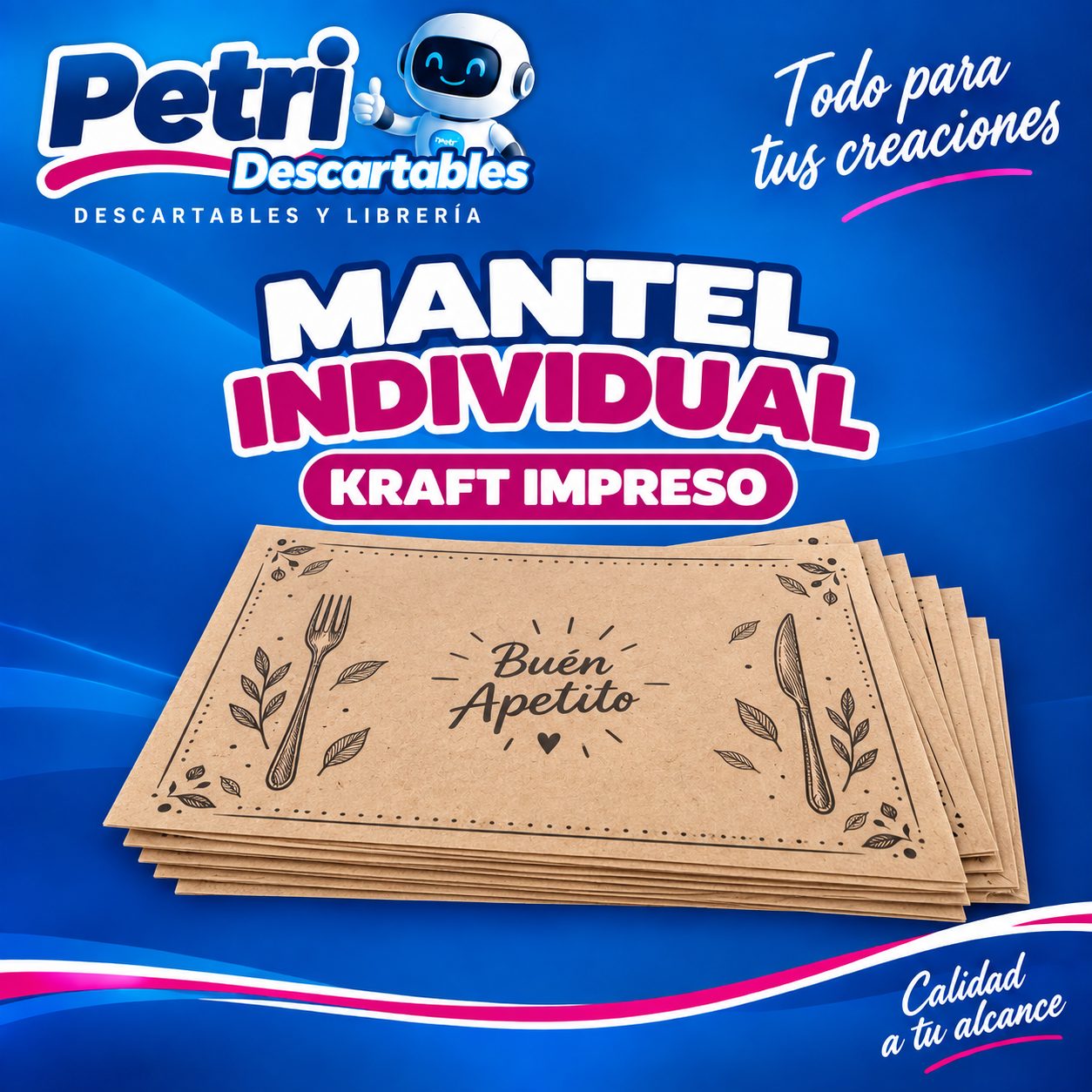 MANTEL INDIVIDUAL KRAFT IMPRESO