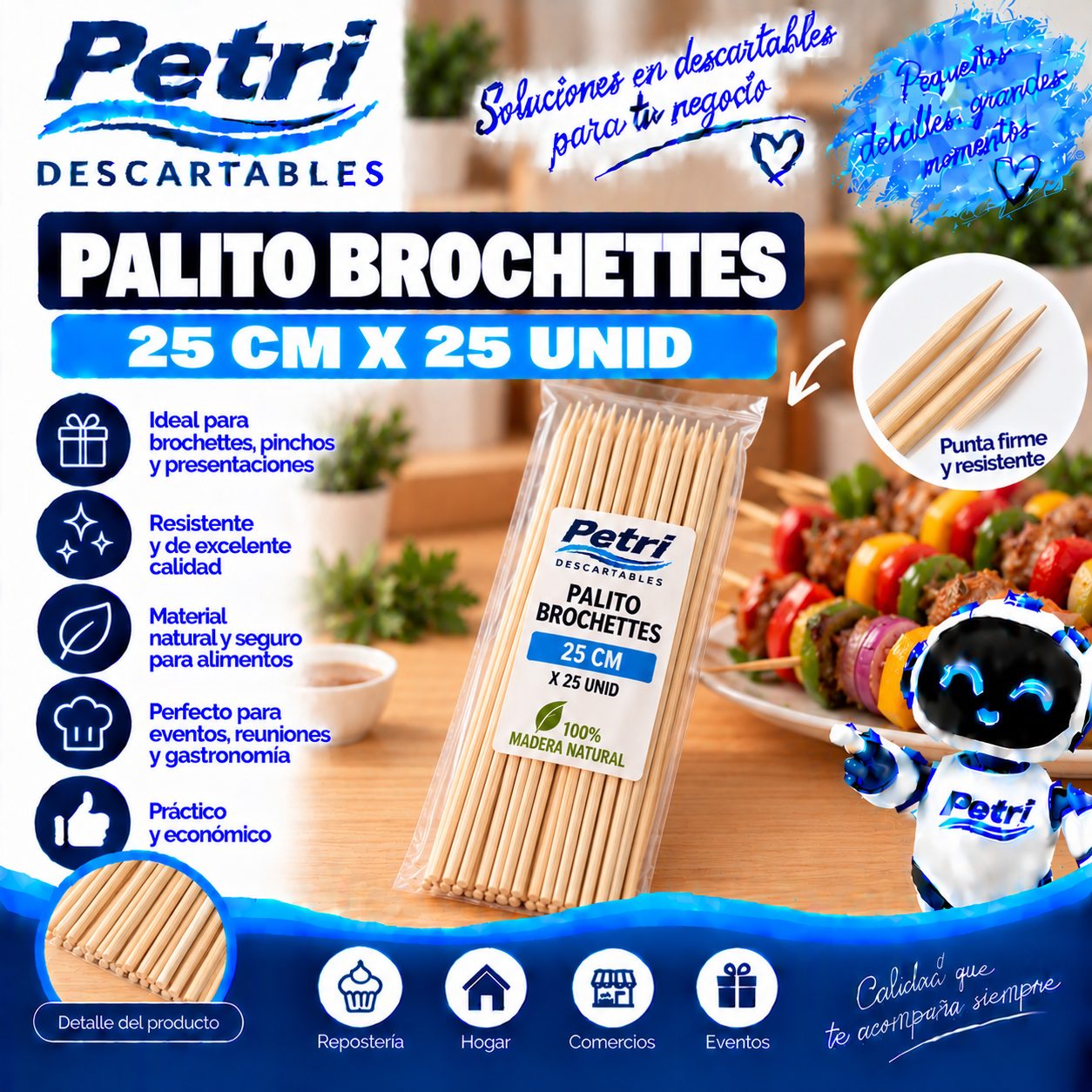 PALITO BROCHETTES 25 CM X 25 UNID