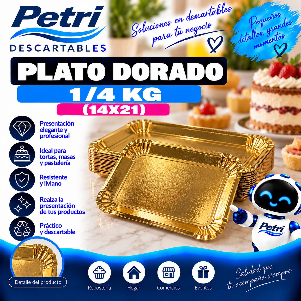 PLATO DORADO 1/4 KG (14X21)