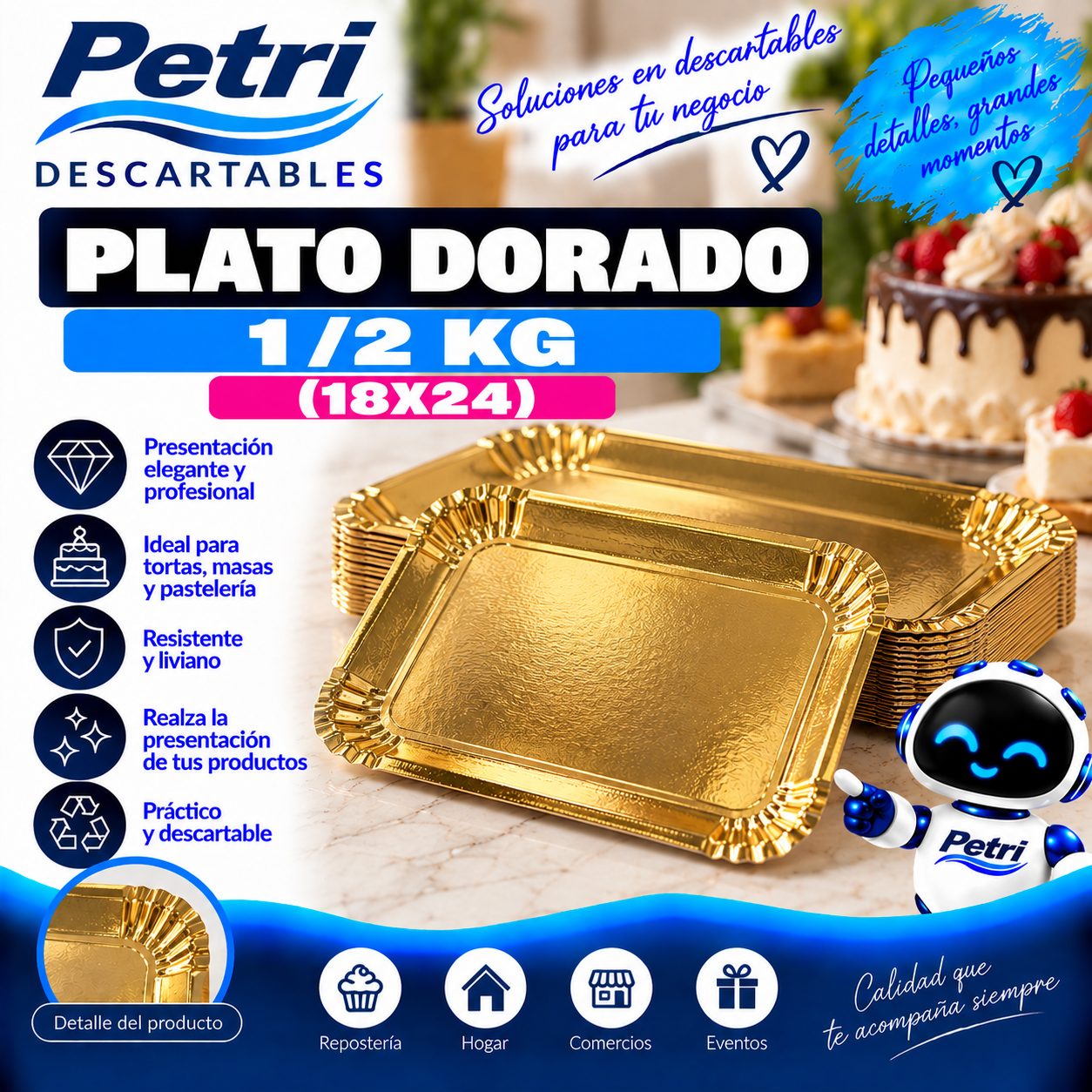 PLATO DORADO 1/2 KG (18X24)