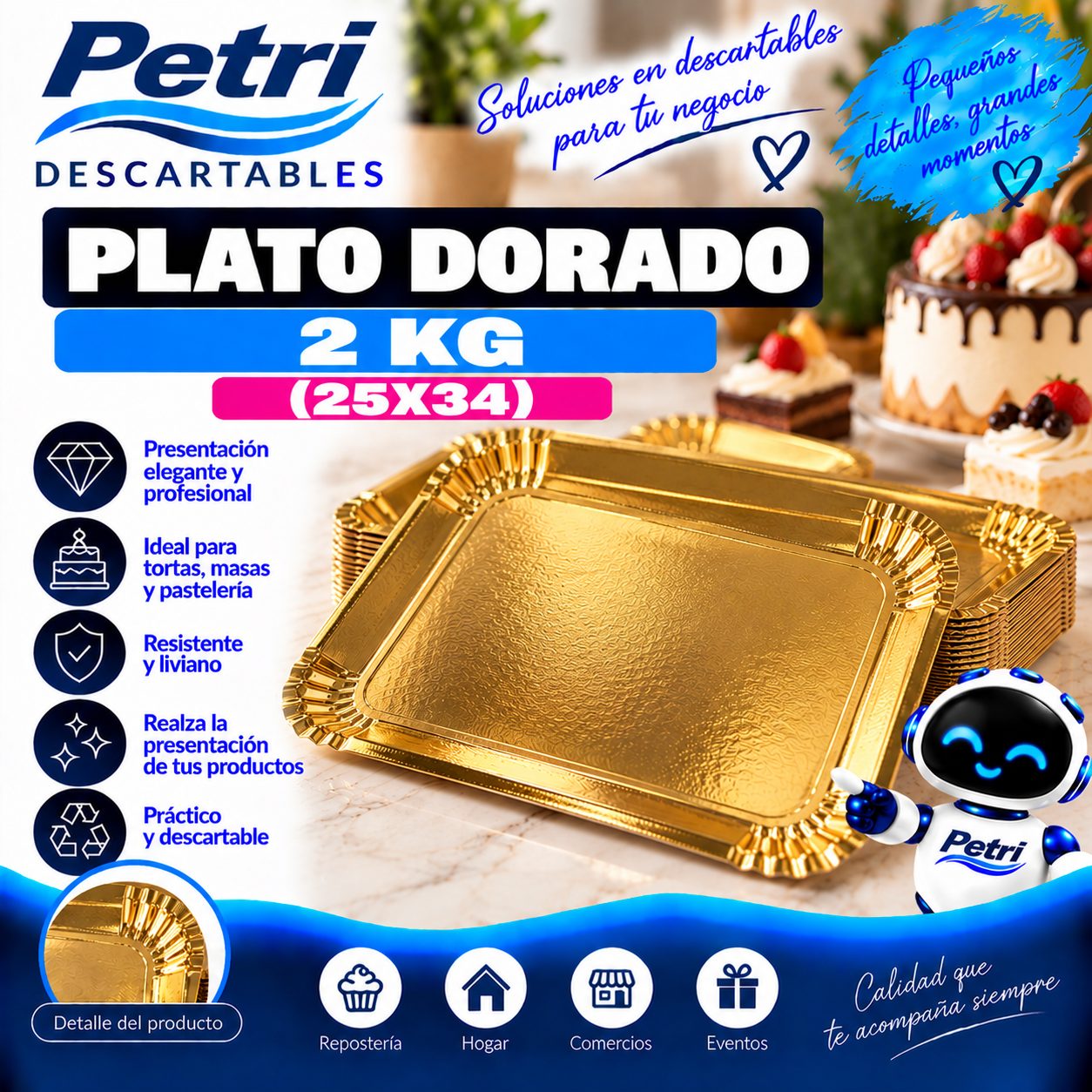 PLATO DORADO 2 KG (25X34)