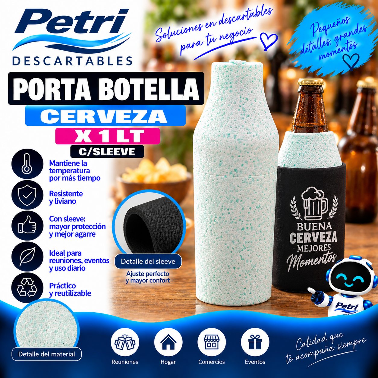 PORTA BOTELLA CERVEZA X 1 LT C/SLEEVE
