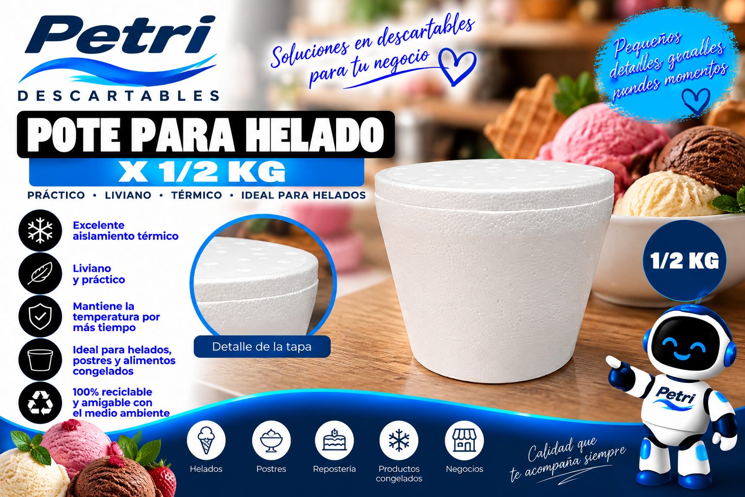 POTE PARA HELADO X 1/2 KG