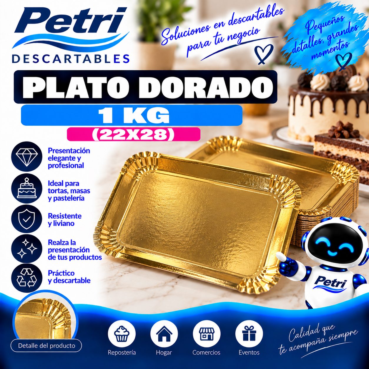 PLATO DORADO 1 KG (22X28)
