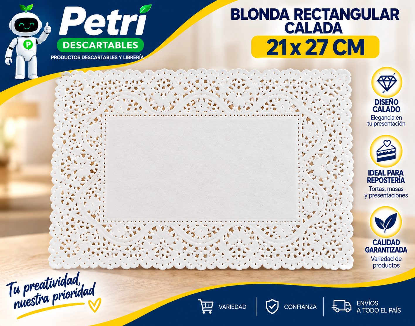 BLONDA RECTANGULAR CALADA 21X27