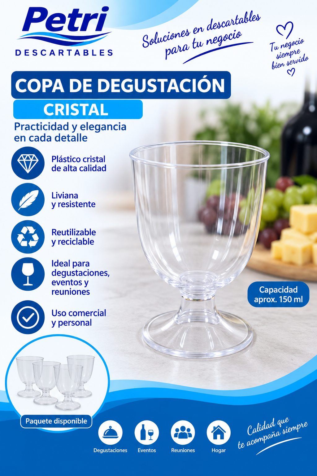 COPA DEGUSTACION CRISTAL C/PIE 70 C.C.
