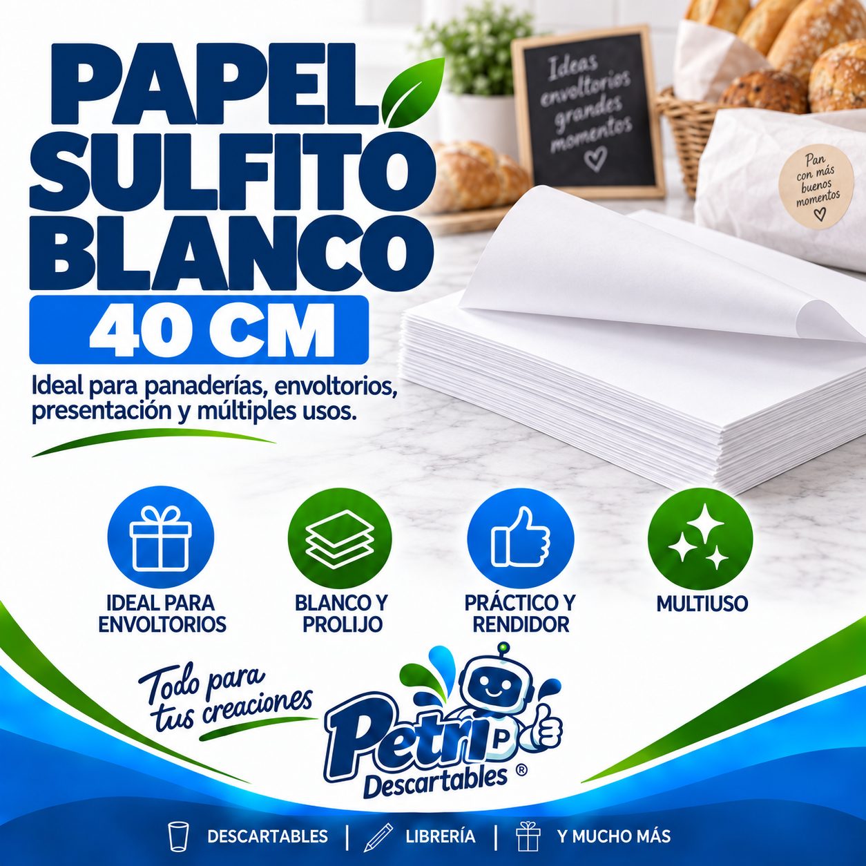PAPEL SULFITO BLANCO 40 CM