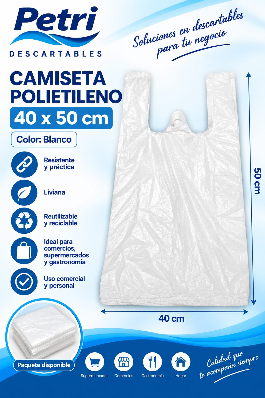 CAMISETA A/D 40X50 BLANCA