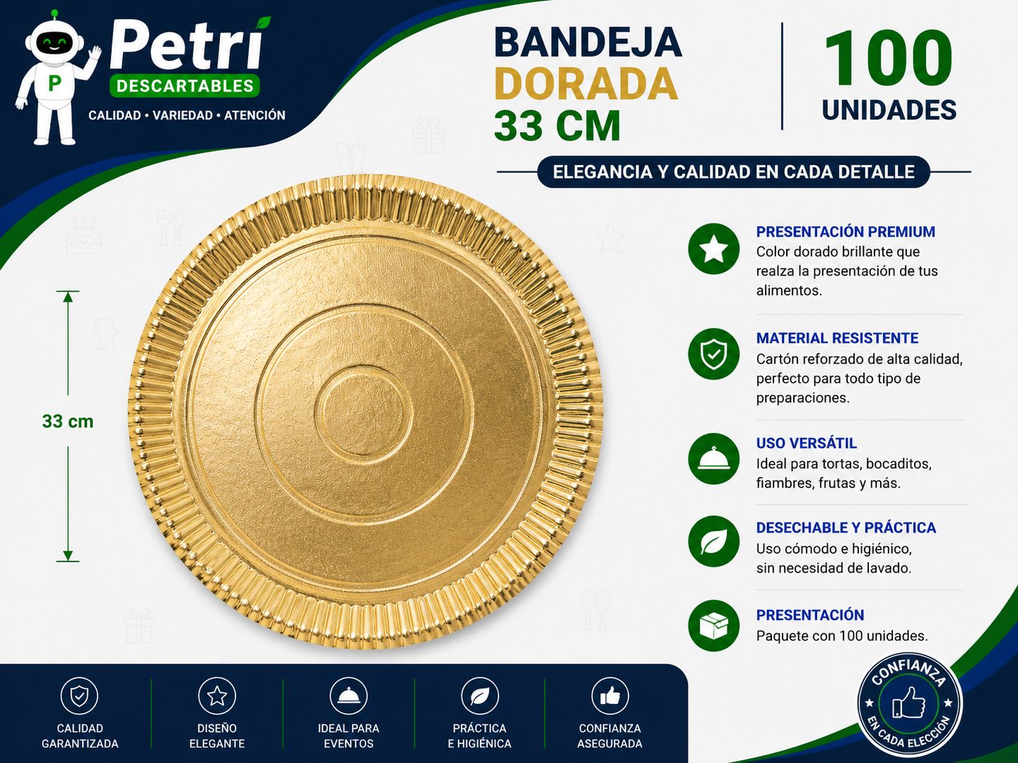 BANDEJAS DORADAS 33 CM