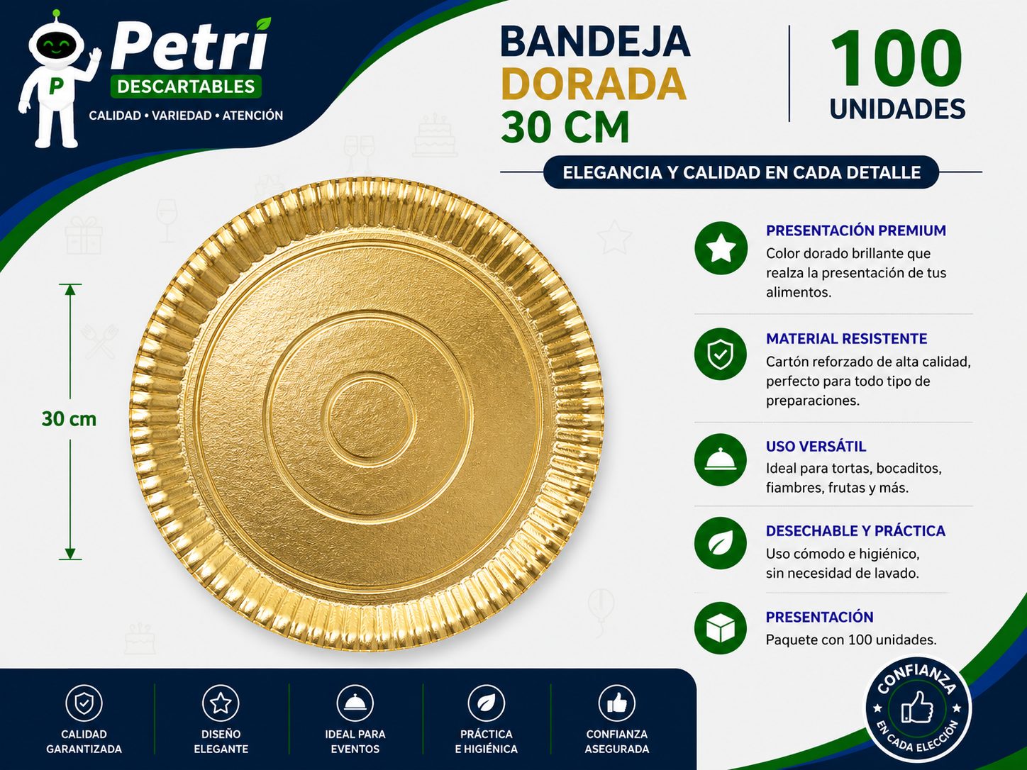 BANDEJAS DORADAS 30 CM