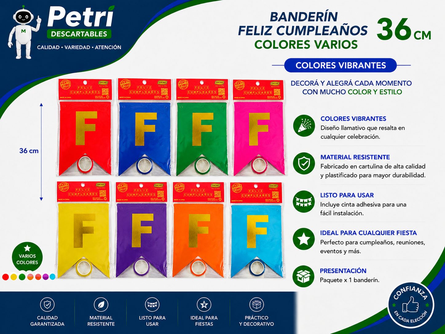 BANDERIN TRIANGULO VARIOS COLORES
