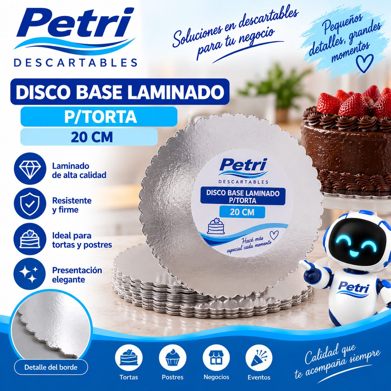 DISCO BASE LAMINADO P/TORTA 20 CM