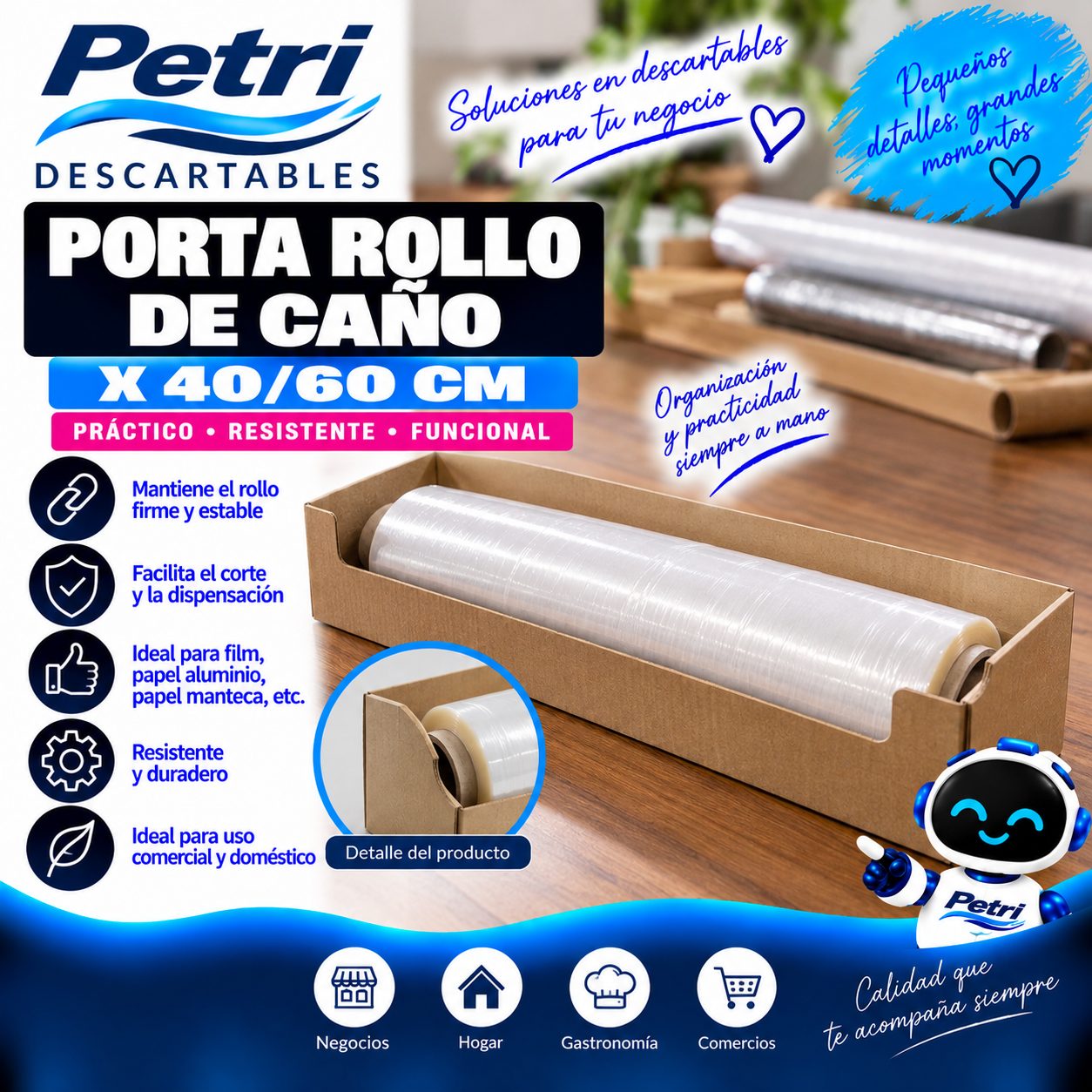 PORTA ROLLO DE CAÑO X 40/60 CM