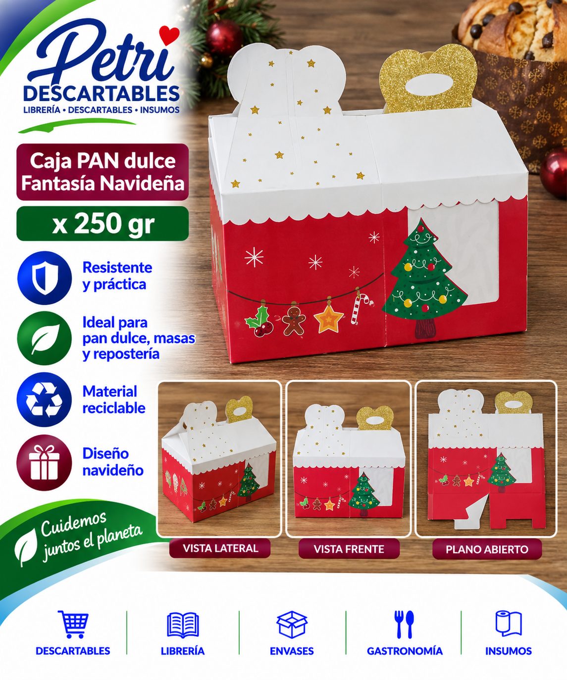 CAJA CART. PAN DULCE FANTASIA X 250 GRS. 11x11x11 C.M.