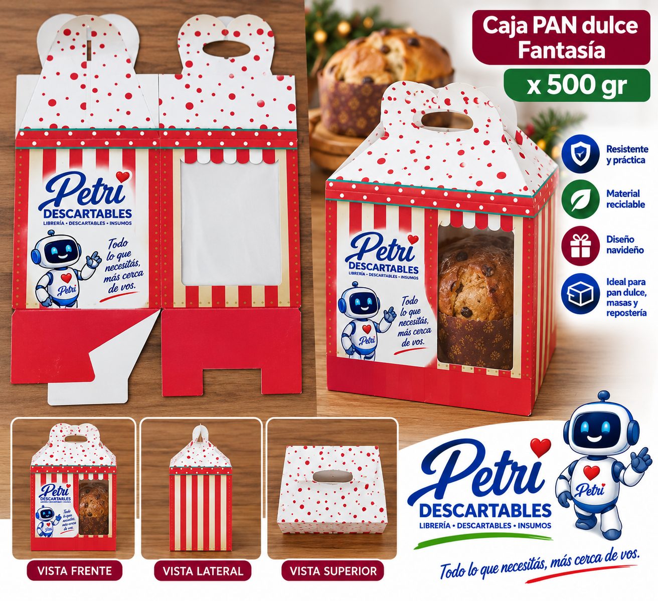CAJA CART. PAN DULCE FANTASIA X 500 GRS. 11x14x17 C.M.