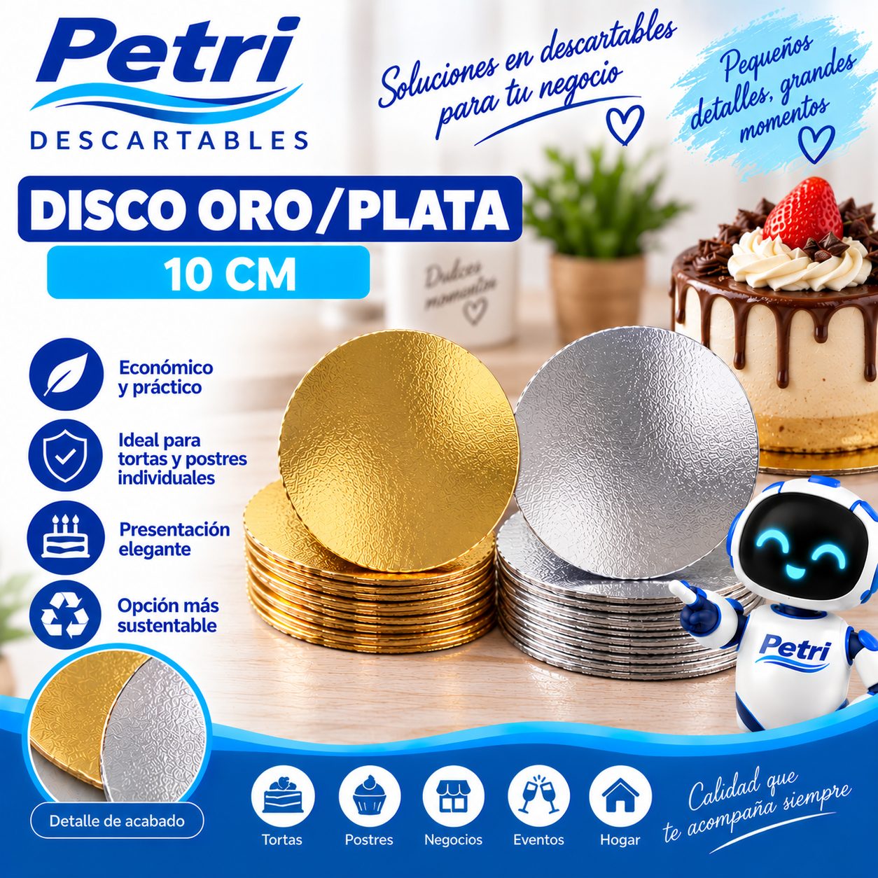 DISCO ORO/PLATA 10 CM