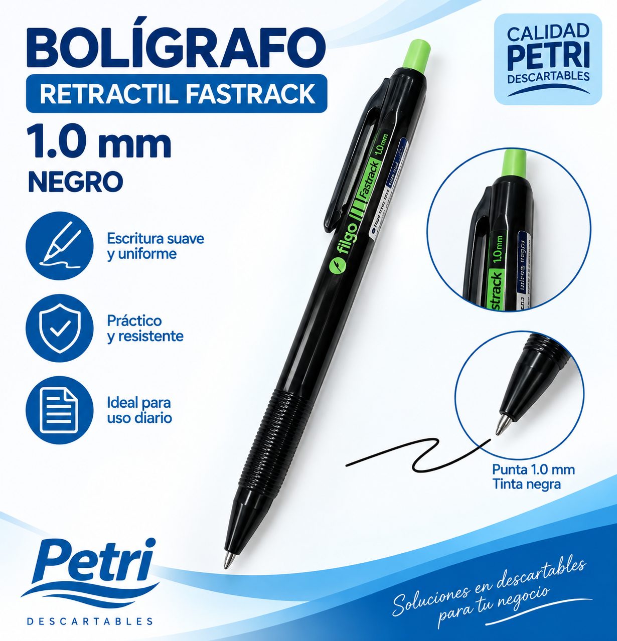 BOLIGRAFO RETRACTIL FASTRACK 1.0 NEGRO