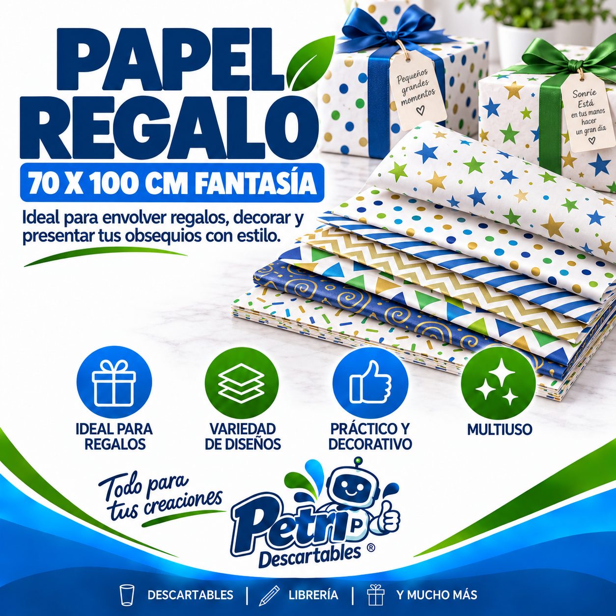 PAPEL REGALO 70 X 100 CM FANTASIA