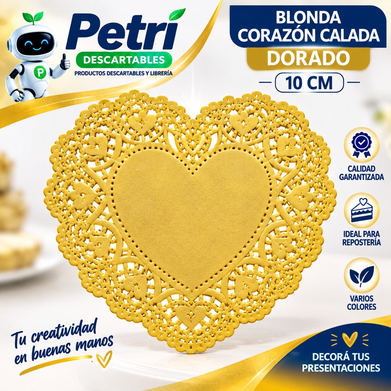 BLONDA CORAZON CALADA DORADO 10 CM